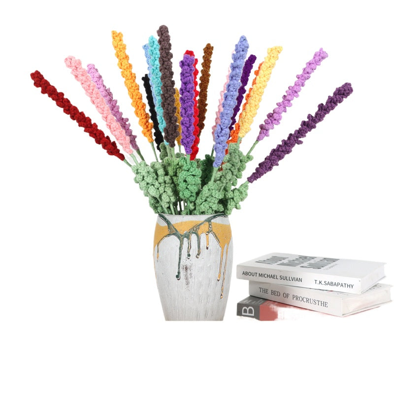 Giftwowo Handmade Lavender Yarn Flower Bouquet - Faux Lavender Flowers for Valentine's Day Gift & Home Decor