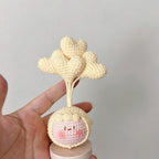 Giftwowo Finished Knitted Crochet Flower Pom-Pom Ornament, Handmade Unique Gift for Valentine's Day and Teacher's Day