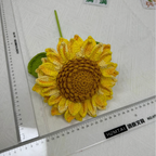 Giftwowo 1PC Handcrafted Double-Layered Sunflower with Seeds – Crochet Faux Flower Bouquet, Handmade Floral Arrangement for Tabletop Décor