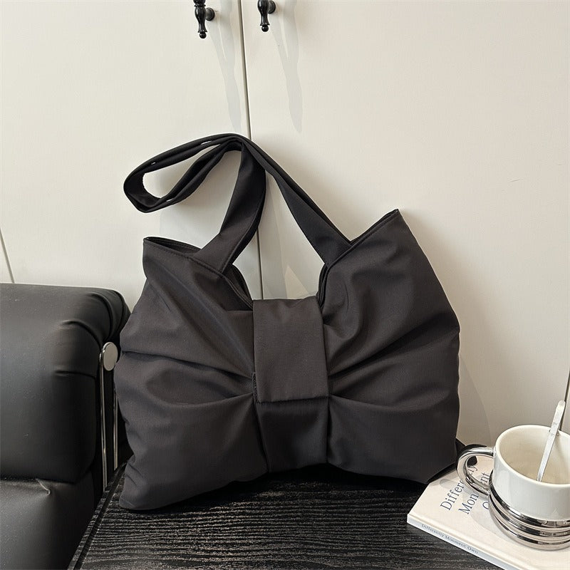 Giftwowo Korean Style Personalized Bowknot Tote Bag, Large Capacity Crossbody Shoulder Bag, Canvas Backpack for College Students