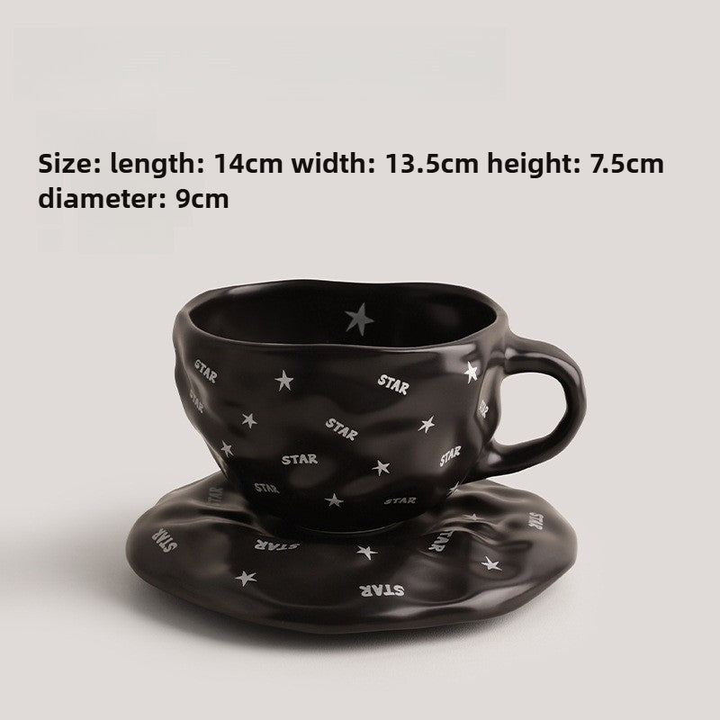 Giftwowo 1PC Irregular Ceramic Coffee Cup and Saucer Afternoon Teacup Office Home Milk Cup Water Cups for Gifts