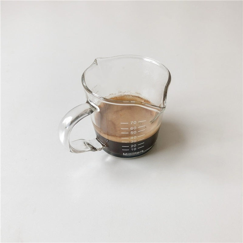 Giftwowo 1PC Spouts Espresso Measuring Cup with Handle 50ml 100ml Glass Coffe Cup Liquid Glasses Barista Tools