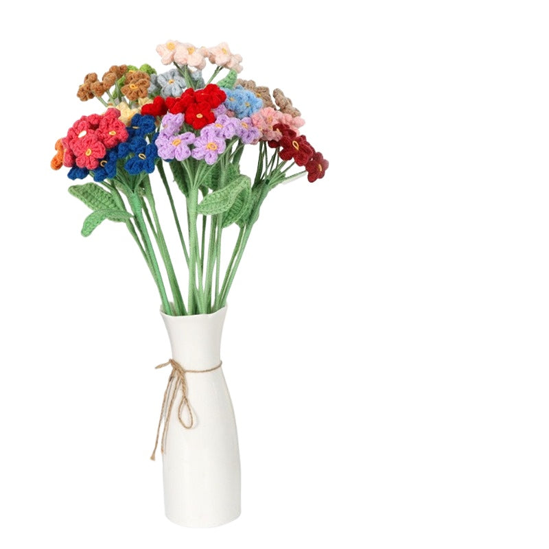 Giftwowo 1PC Forget-Me-Not Yarn Flowers – Handmade Crochet Faux Flowers, Perfect for Valentine's Day & Birthday Gifts