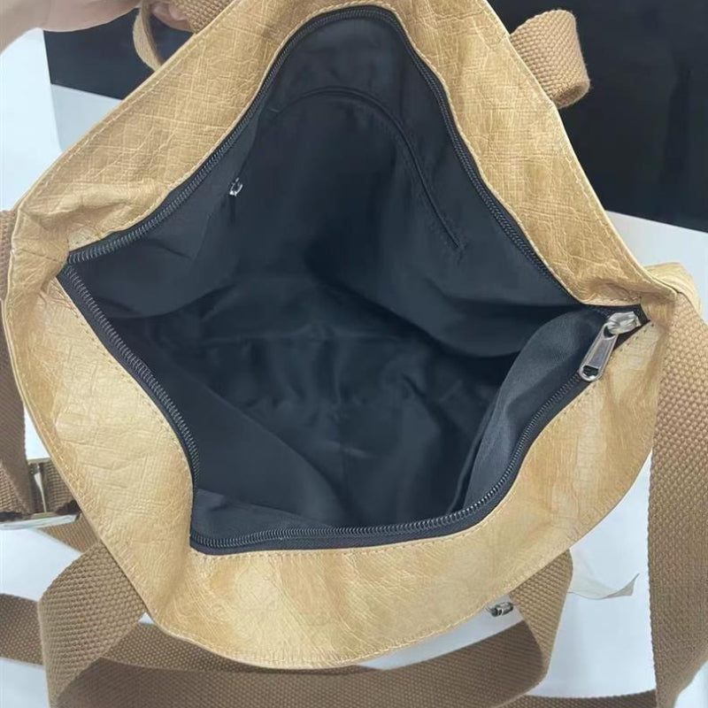 Giftwowo 1PC Custom Paper Bag – Washable Kraft Paper Tote, Crossbody & Shoulder Bag, Logo & Pattern Printing Available