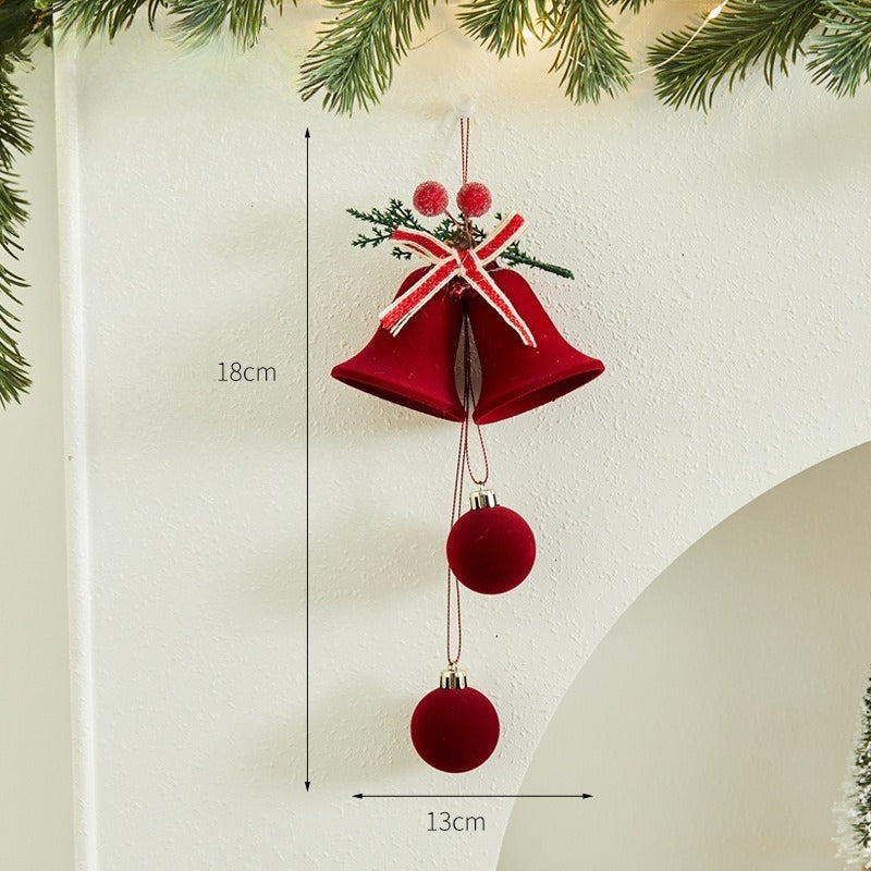 Giftwowo 1PC Christmas Ball Velet Red Bell Hanging Ornaments Xmas Tree Christmas Decorations for Home New Year Party Gift