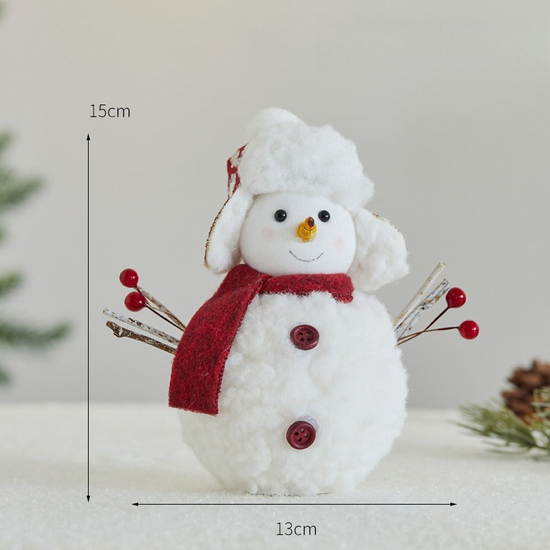 Giftwowo 1PC Christmas Snowman Decorations Cute Plush Gift Ornaments Desktop Holiday Cartoon Doll Fabric Pendant New Year Gift