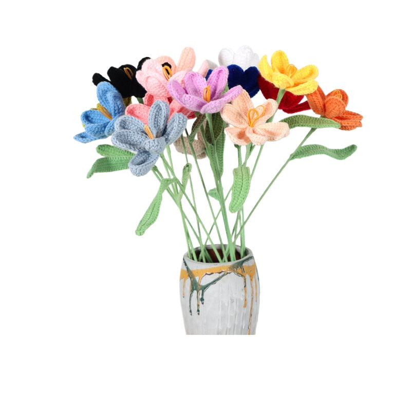 Giftwowo Handmade Crochet Yarn Tulip - Artificial Everlasting Flower, Open & Closed Blooming Yarn Tulips