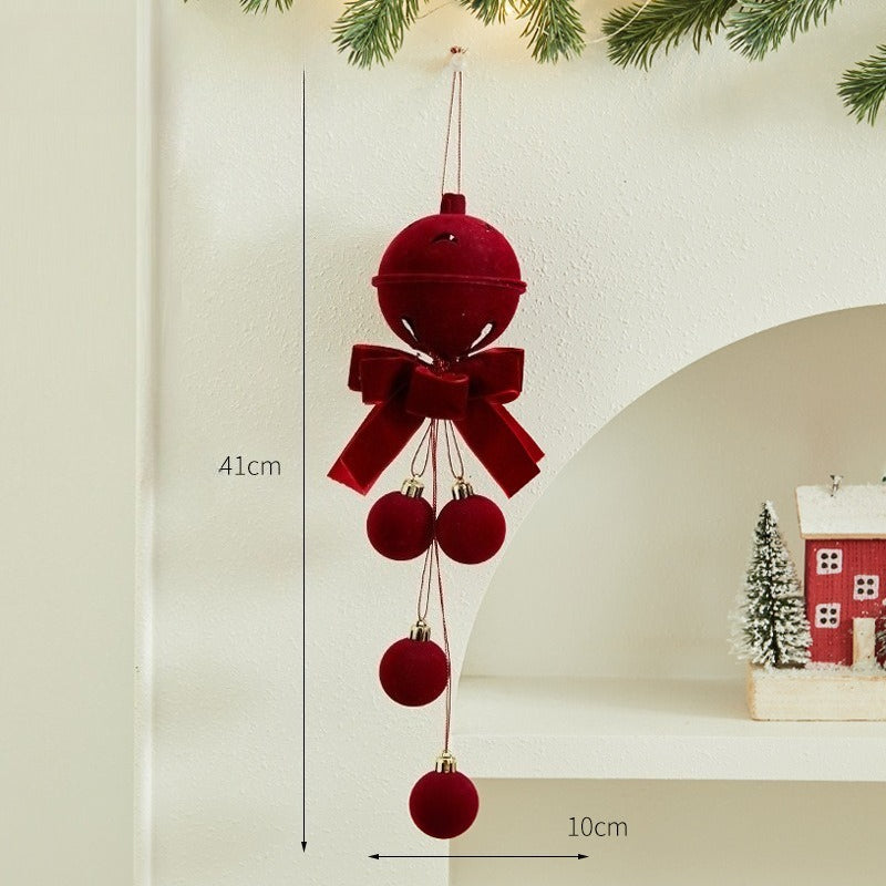Giftwowo 1PC Christmas Ball Velet Red Bell Hanging Ornaments Xmas Tree Christmas Decorations for Home New Year Party Gift