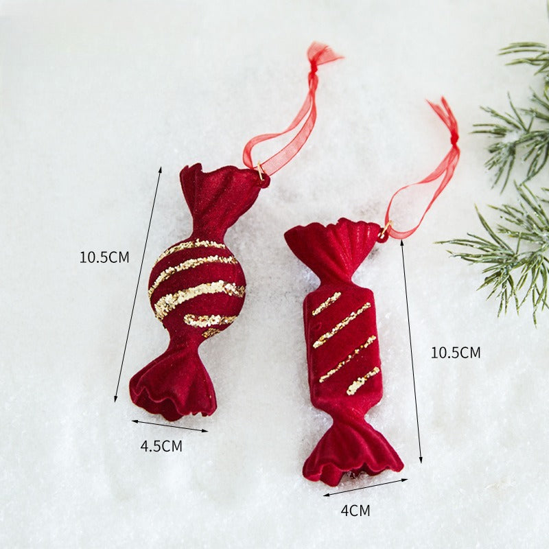 Giftwowo 1PC Wine Red Velvet Christmas Tree Pendant Xmas Tree Holiday Decor Garland Bow Pendant Christmas Festival Gift