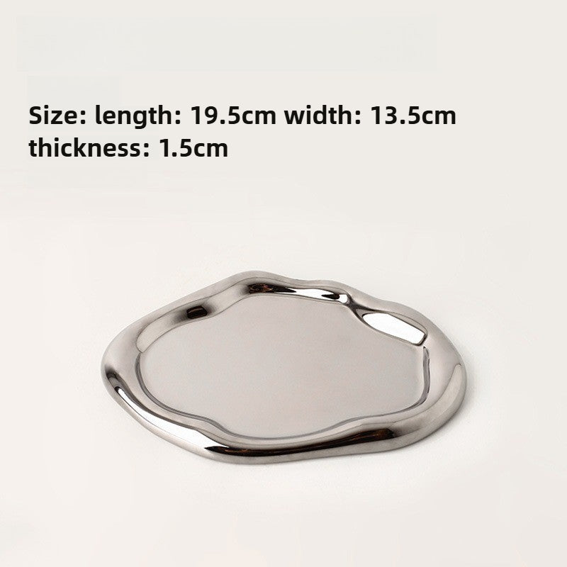 Giftwowo 1PC Ins Silver Ceramic Tray Key Storyage Jewelry Watch Display Decoration Furniture Office Decoration