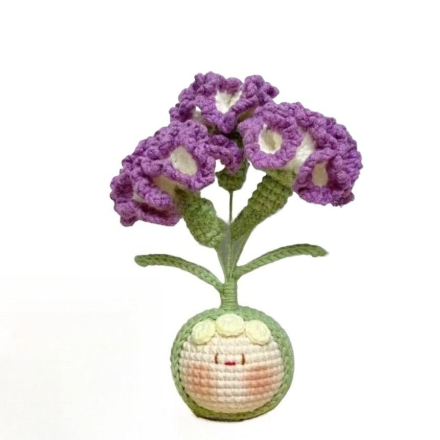 Giftwowo Finished Knitted Crochet Flower Pom-Pom Ornament, Handmade Unique Gift for Valentine's Day and Teacher's Day