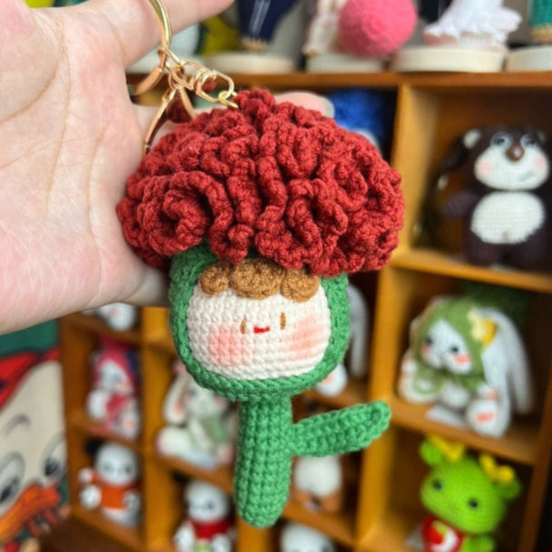 Giftwowo Pom-Pom Yarn Crochet Doll, Handmade Cute and Unique Accessory, DIY Adorable Ornament