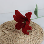 Giftwowo 1PC Lily Yarn Flower – Single Stem Crochet Faux Flower Bouquet, Perfect for Valentine's Day Favors, Handmade Yarn Flower