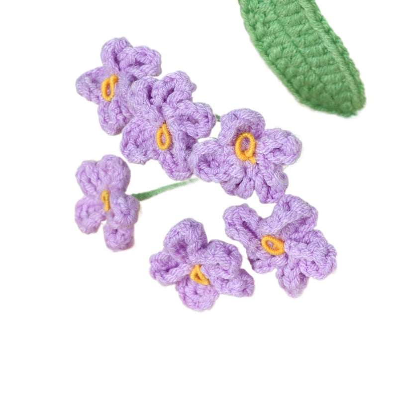 跨境勿忘我毛线编织花束成品家居摆件装饰节日礼物手工编织勿忘我