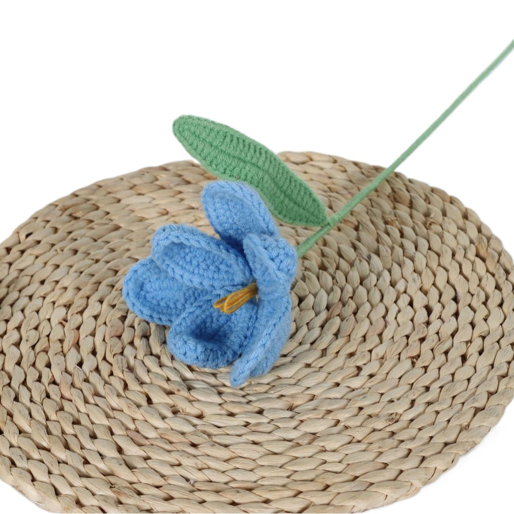 Giftwowo Handmade Crochet Yarn Tulip - Artificial Everlasting Flower, Open & Closed Blooming Yarn Tulips