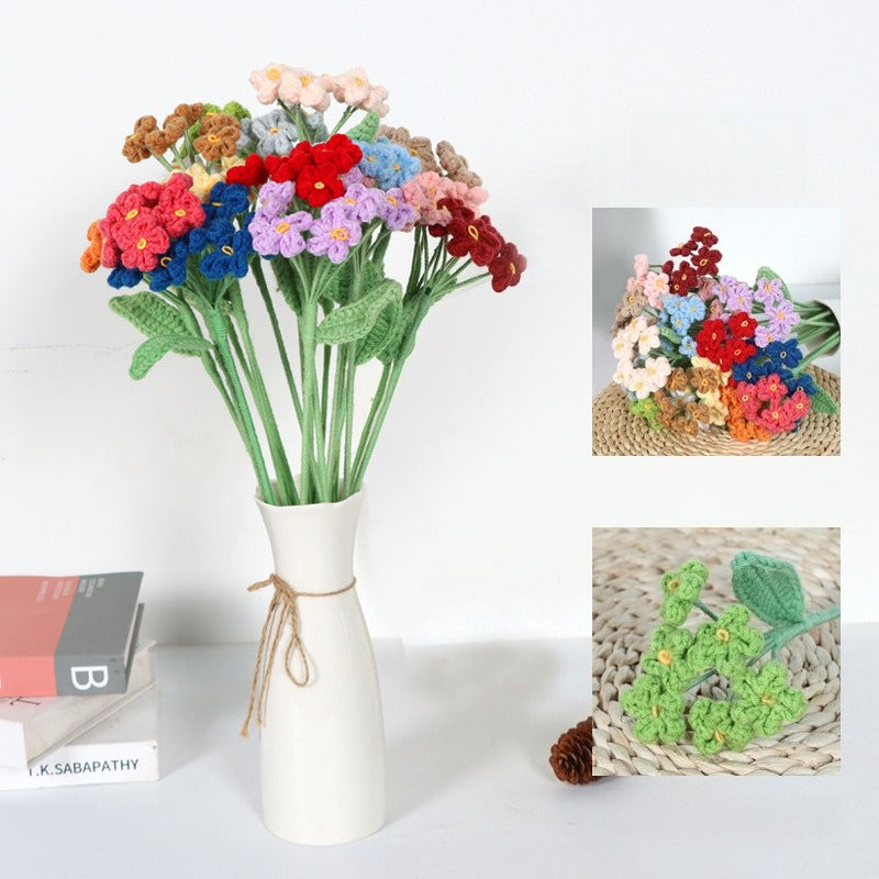 Giftwowo 1PC Forget-Me-Not Yarn Flowers – Handmade Crochet Faux Flowers, Perfect for Valentine's Day & Birthday Gifts