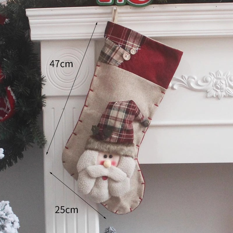 1PC Christmax Stocking Large Plush Socks Gift Socks Candy Socks Christmas Eve Bag Xmas Decorations