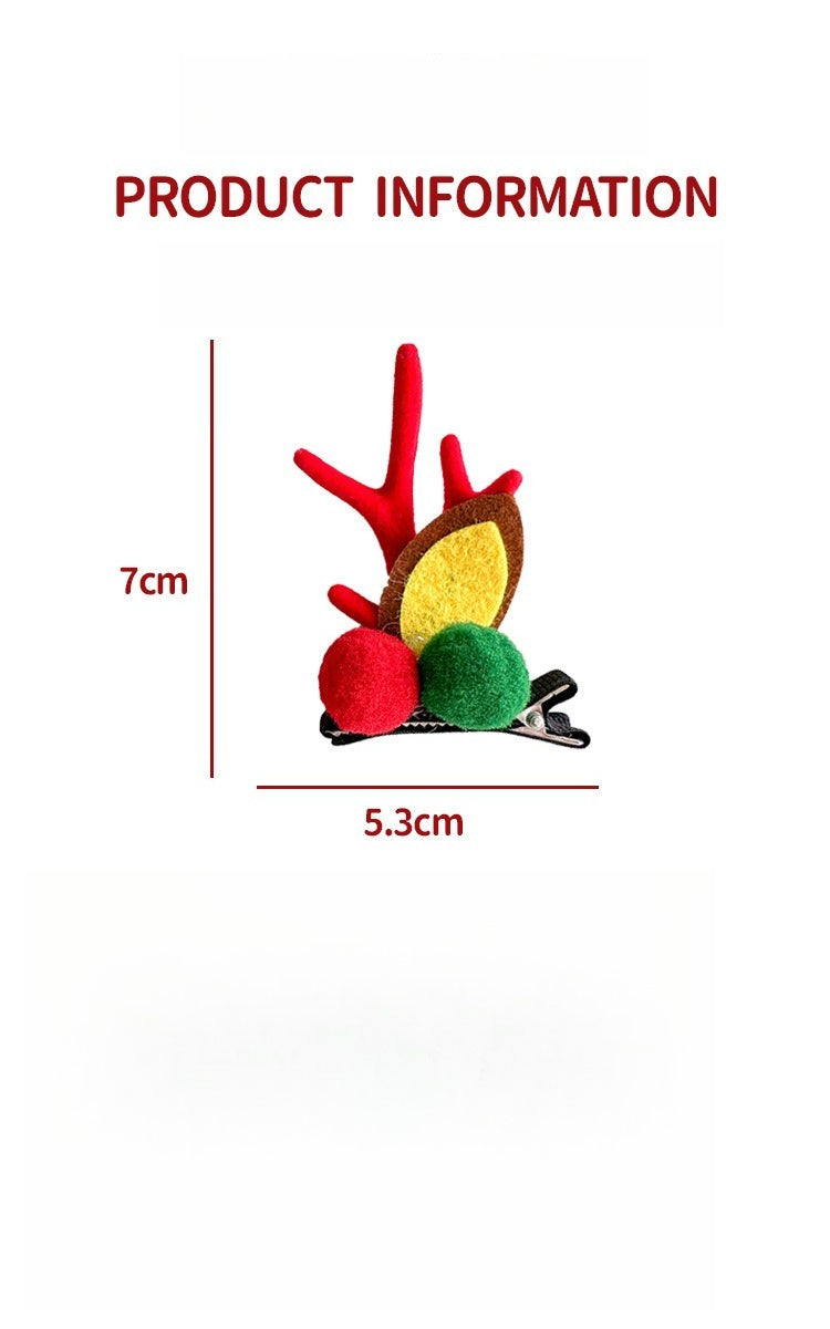 Giftwowo 1PC Cute Christmas Reindeer Antler Hair Clip – Cartoon Faux Deer Antlers for Kids, Magical and Sweet Christmas Headpiece