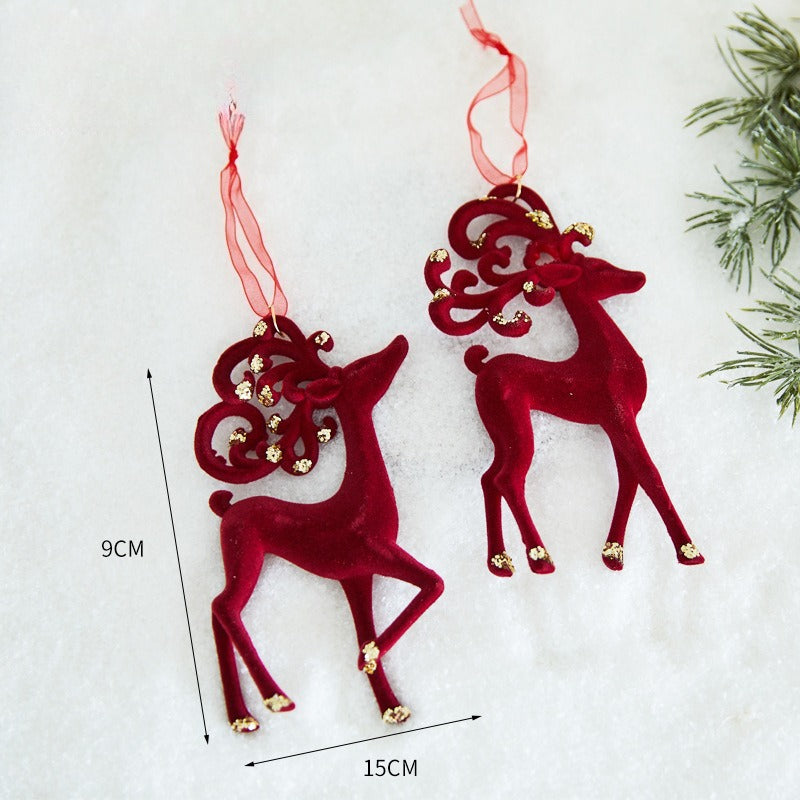 Giftwowo 1PC Wine Red Velvet Christmas Tree Pendant Xmas Tree Holiday Decor Garland Bow Pendant Christmas Festival Gift