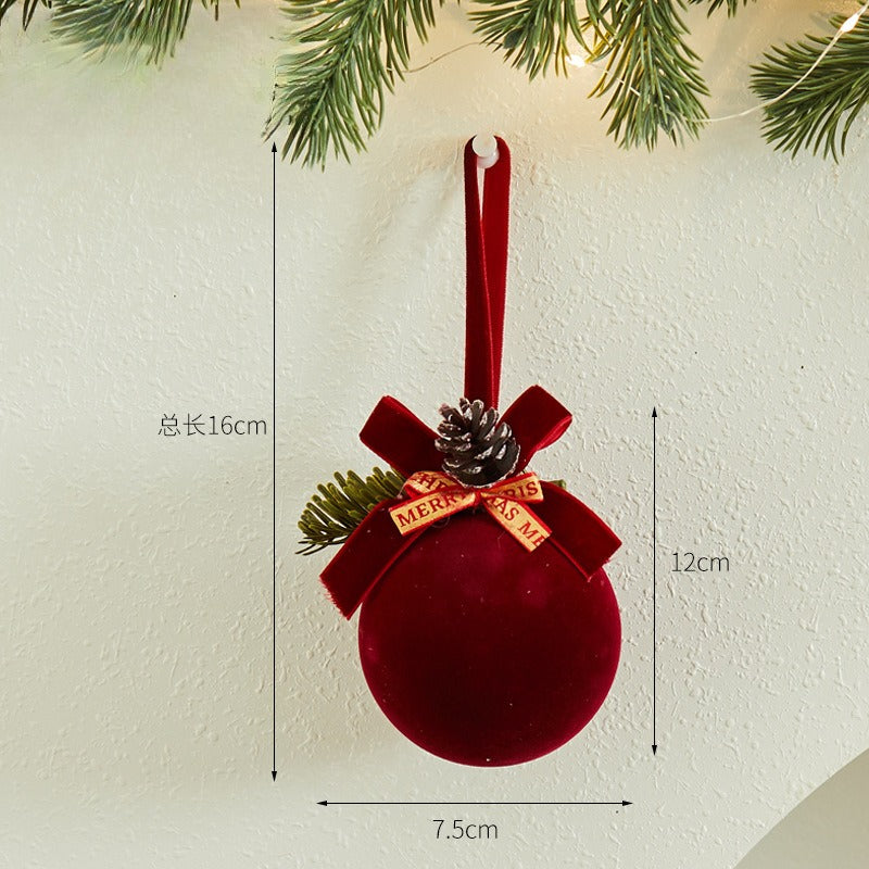 Giftwowo 1PC Christmas Ball Velet Red Bell Hanging Ornaments Xmas Tree Christmas Decorations for Home New Year Party Gift