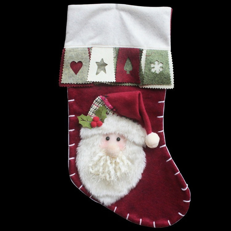 1PC Christmax Stocking Large Plush Socks Gift Socks Candy Socks Christmas Eve Bag Xmas Decorations