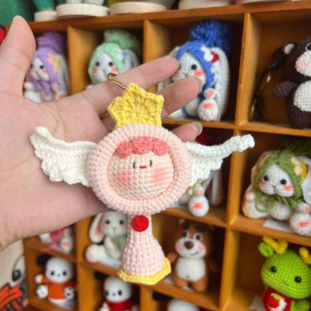 Giftwowo Pom-Pom Yarn Crochet Doll, Handmade Cute and Unique Accessory, DIY Adorable Ornament