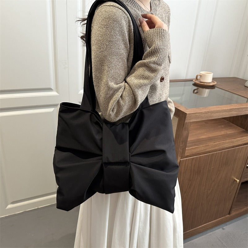 Giftwowo Korean Style Personalized Bowknot Tote Bag, Large Capacity Crossbody Shoulder Bag, Canvas Backpack for College Students
