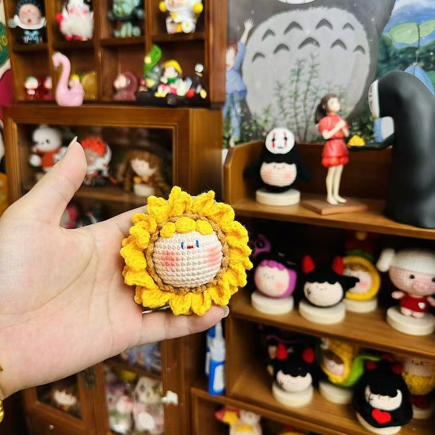 Giftwowo Sunflower Dumpling Keychain – Handmade Yarn Crochet Plush Doll, Blind Box / Blind Bag Plush Ornament, Cute Hanging Figure