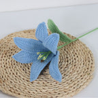 Giftwowo 1PC Lily Yarn Flower – Single Stem Crochet Faux Flower Bouquet, Perfect for Valentine's Day Favors, Handmade Yarn Flower