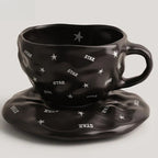 Giftwowo 1PC Irregular Ceramic Coffee Cup and Saucer Afternoon Teacup Office Home Milk Cup Water Cups for Gifts