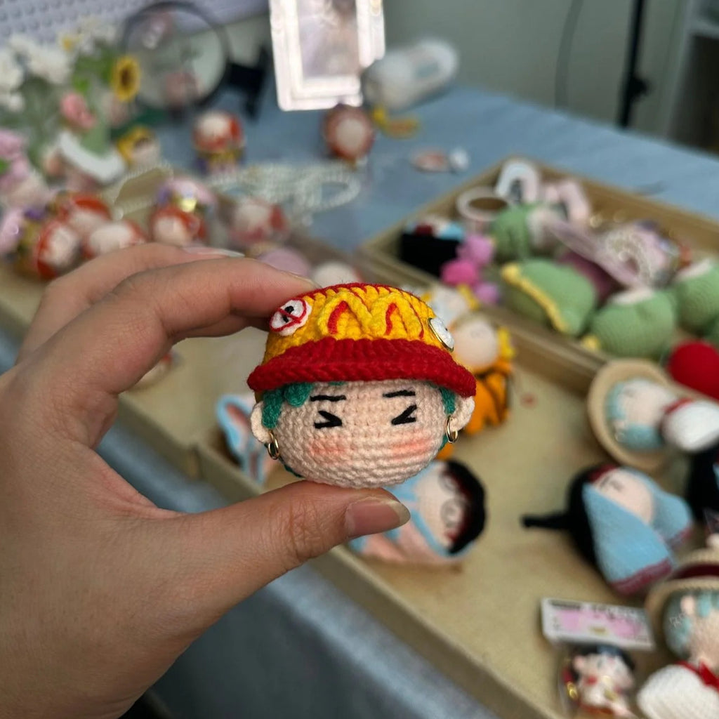 Giftwowo 1PC Handmade Crochet Yarn Doll Keychain, Figurine, Headband, Car Charm, Hair Accessory