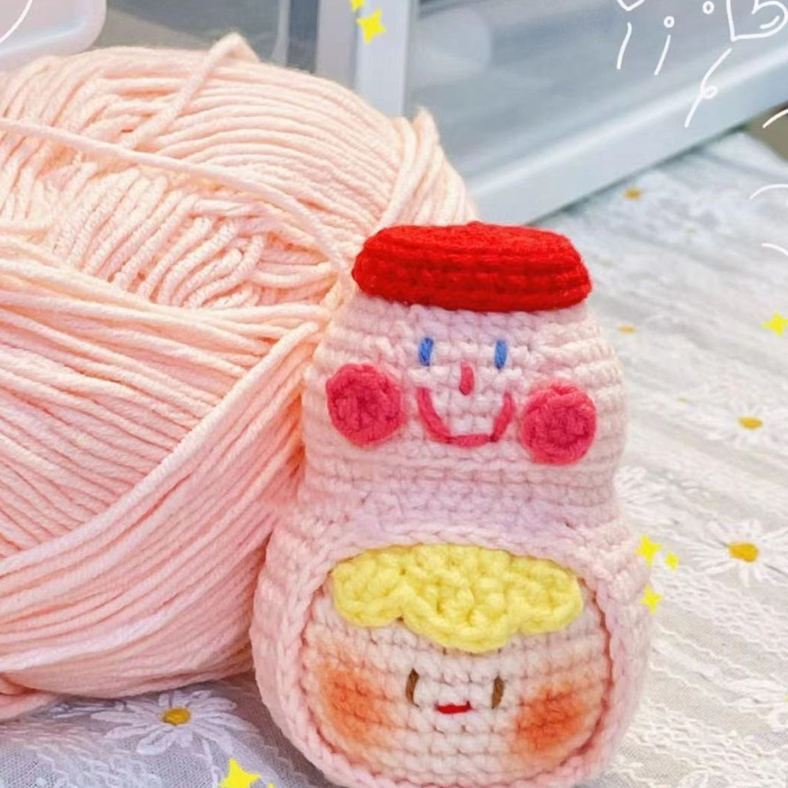 Giftwowo Pom-Pom Yarn Crochet, DIY Handmade Gift for Boyfriend and Girlfriend, Birthday and Qixi Festival, Unique Gift for Girls