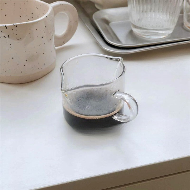 Giftwowo 1PC Spouts Espresso Measuring Cup with Handle 50ml 100ml Glass Coffe Cup Liquid Glasses Barista Tools