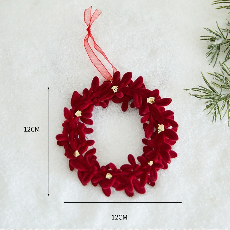 Giftwowo 1PC Wine Red Velvet Christmas Tree Pendant Xmas Tree Holiday Decor Garland Bow Pendant Christmas Festival Gift
