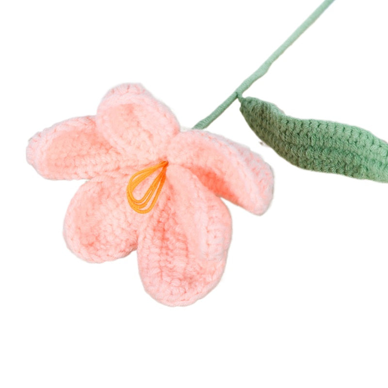 Giftwowo Handmade Crochet Yarn Tulip - Artificial Everlasting Flower, Open & Closed Blooming Yarn Tulips