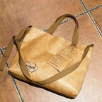 Giftwowo 1PC Custom Paper Bag – Washable Kraft Paper Tote, Crossbody & Shoulder Bag, Logo & Pattern Printing Available