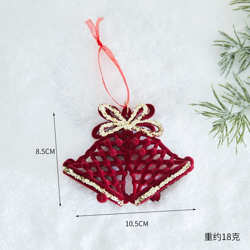 Giftwowo 1PC Wine Red Velvet Christmas Tree Pendant Xmas Tree Holiday Decor Garland Bow Pendant Christmas Festival Gift