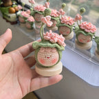 Giftwowo Handmade Crochet Lotus Pom-Pom Flower Bouquet, Yarn Woven Decorative Piece, Perfect Gift for Any Occasion