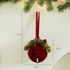 Giftwowo 1PC Christmas Ball Velet Red Bell Hanging Ornaments Xmas Tree Christmas Decorations for Home New Year Party Gift