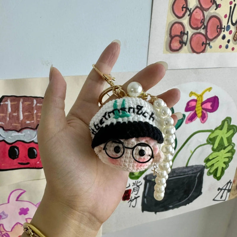 Giftwowo Handmade Yarn Crochet Chick Plush Doll with Tokyo Beret & Daisy – GD Character Inspired Figurine, Knitted Ornament Collectible