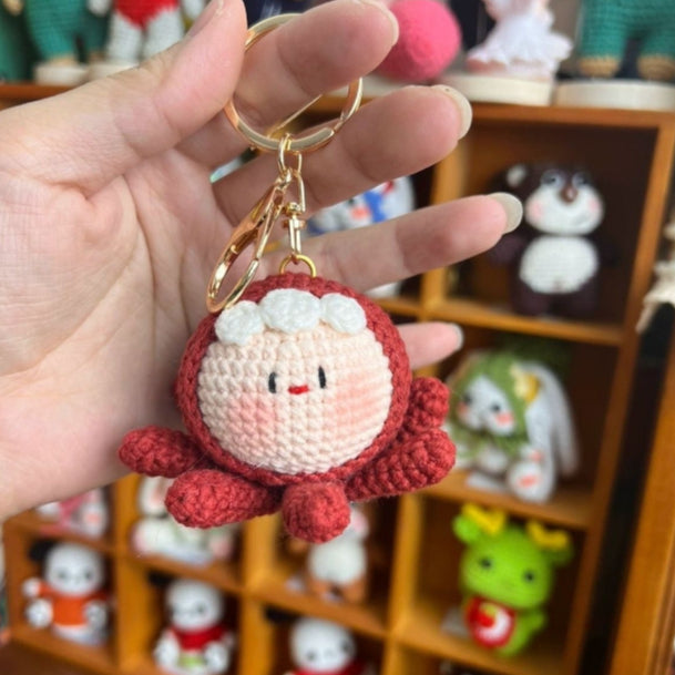 Giftwowo Pom-Pom Yarn Crochet Doll, Handmade Cute and Unique Accessory, DIY Adorable Ornament