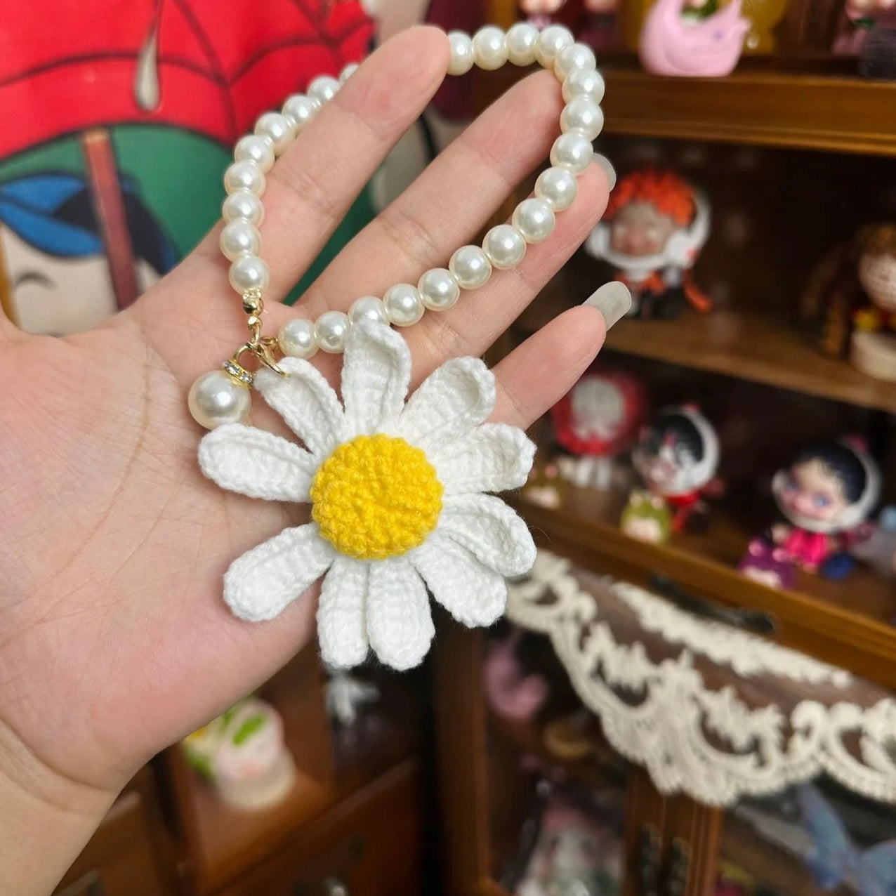 Giftwowo 1PC Handmade Crochet Yarn Doll Keychain, Figurine, Headband, Car Charm, Hair Accessory