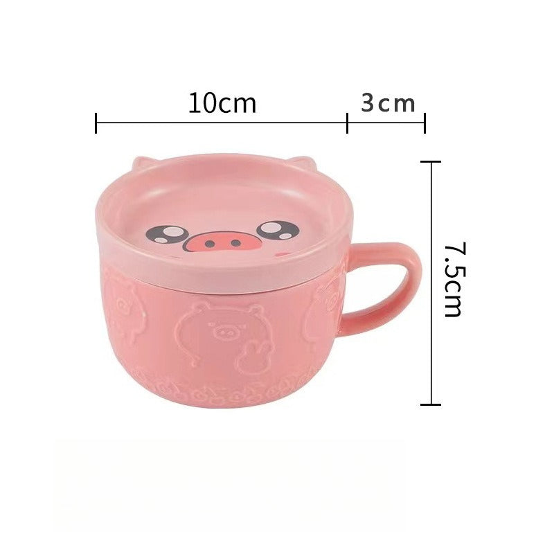 Giftwowo 1PC Cartoon Cat with Cover Coffee Cup Cute Breakfast Cup Creative Coffee Cup Milk Cup Wter Cup with Lid