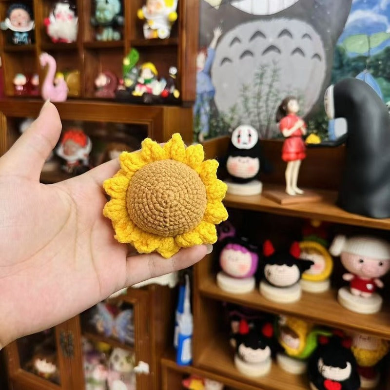 Giftwowo Sunflower Dumpling Keychain – Handmade Yarn Crochet Plush Doll, Blind Box / Blind Bag Plush Ornament, Cute Hanging Figure