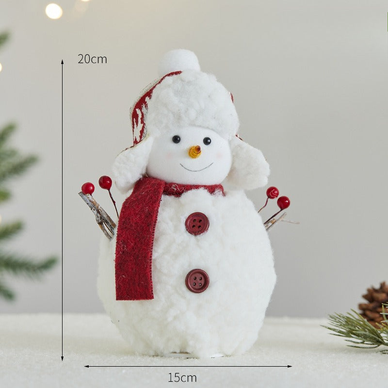 Giftwowo 1PC Christmas Snowman Decorations Cute Plush Gift Ornaments Desktop Holiday Cartoon Doll Fabric Pendant New Year Gift
