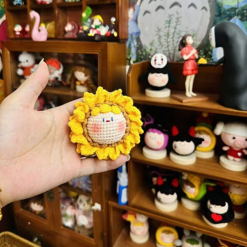 Giftwowo Sunflower Dumpling Keychain – Handmade Yarn Crochet Plush Doll, Blind Box / Blind Bag Plush Ornament, Cute Hanging Figure