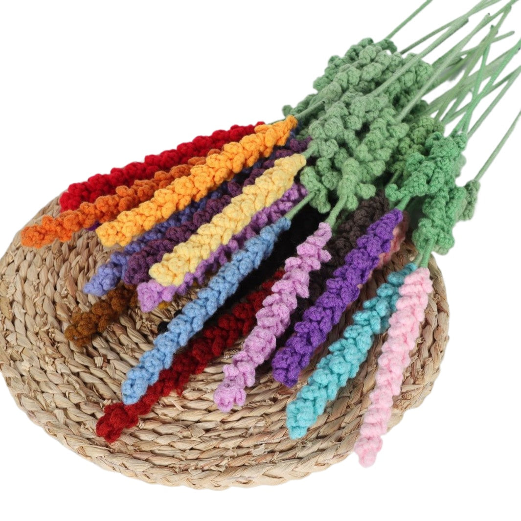 Giftwowo Handmade Lavender Yarn Flower Bouquet - Faux Lavender Flowers for Valentine's Day Gift & Home Decor