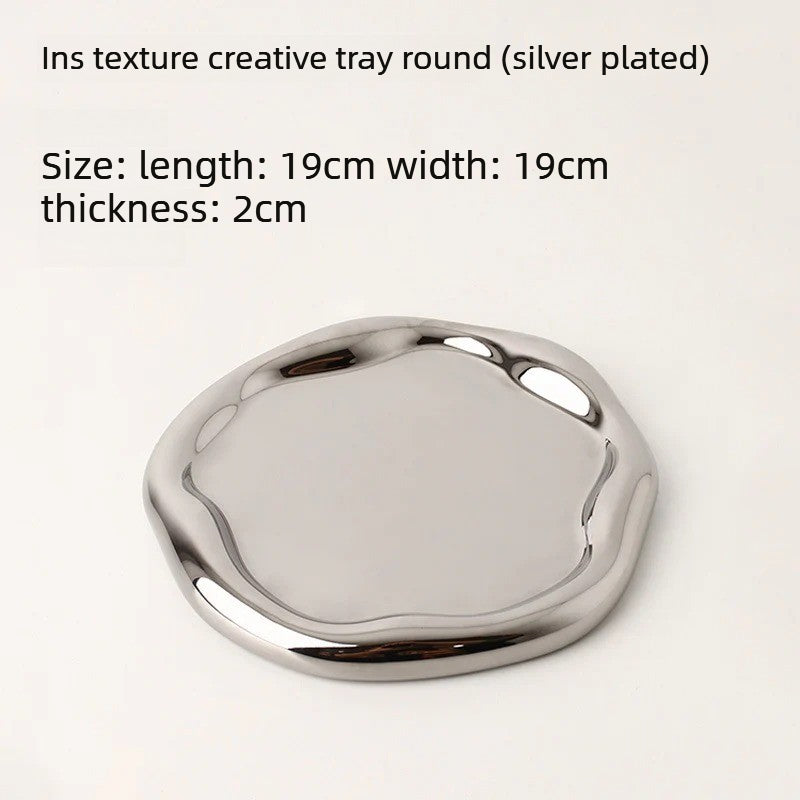 Giftwowo 1PC Ins Silver Ceramic Tray Key Storyage Jewelry Watch Display Decoration Furniture Office Decoration