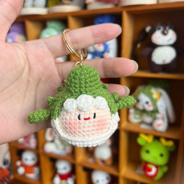 Giftwowo Pom-Pom Yarn Crochet Doll, Handmade Cute and Unique Accessory, DIY Adorable Ornament