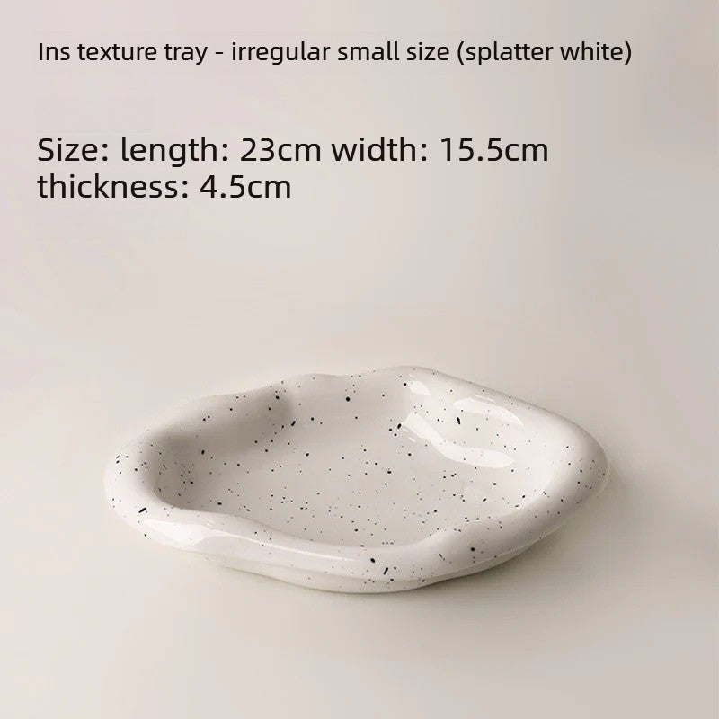 Giftwowo 1PC Ins Silver Ceramic Tray Key Storyage Jewelry Watch Display Decoration Furniture Office Decoration